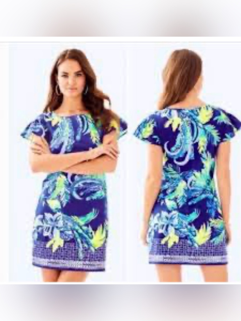 Navy Floral Off-Shoulder Shift Dress
